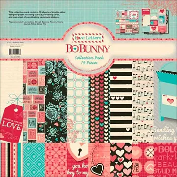 Набор бумаги 30х30 см с наклейками "Love letters", 18 листов (BoBunny)