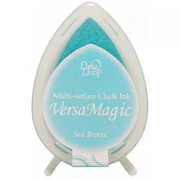 Подушечка чернильная пигментная "капля" с эффектом мелка VersaMagic, размер 32х50мм, цвет пастельный светлый сине-зеленый (Tsukineko)