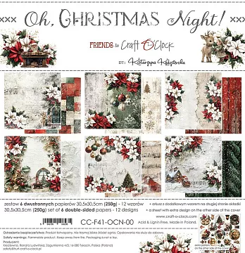 Набор бумаги 30х30 см "Oh Christmas Night", 6 листов (CraftO'clock)