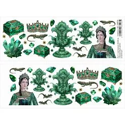 Лист с картинками 10х30 см "Малахитовый цветок. Сокровища" (ScrapMania)