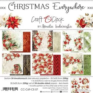 Набор бумаги 20х20 см "Christmas everywhere", 24 листа (CraftO'clock)