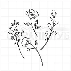 Штамп "Цветочные веточки", 5 см (Скрапклуб)