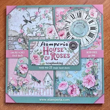 Набор бумаги 20х20 см "House of Roses", 22 листа (Stamperia)