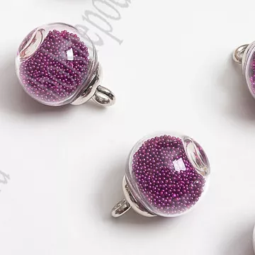Набор стеклянных подвесок "Шар. Микробисер сиреневый", 1,6 см, 2 шт