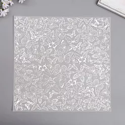 Лист веллума 30х30 см с фольгированием "Silver Butterflies" (Фабрика Декору)