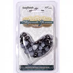 Набор жемчужин "Сердечки, коричнево-золотые" (ScrapBerry's)