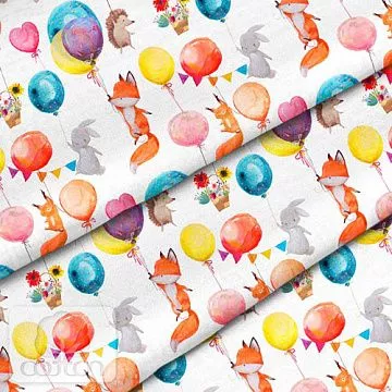Отрез ткани 79х50 см "Звери на шарах" (Cotton)