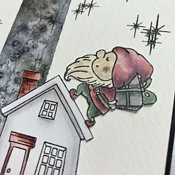 Штамп "Гном с подарком", 3,1х3,3 см (Скрапклуб)