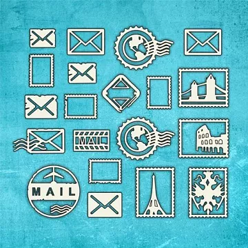 Чипборд "Почтовые марки", 5х5 см (CraftStory)