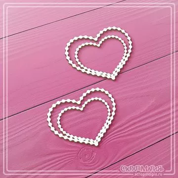 Чипборд "Сердечки из бусинок", 4,8х3,9 см (СкрапМагия)