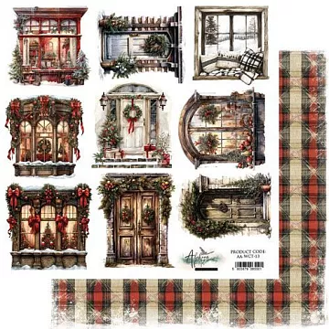 Бумага 30х30 см "Wonderful Christmas Time. Doors & Windows. Для вырезания" (Alchemy of Art)