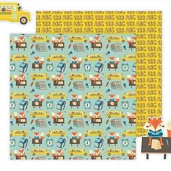 Бумага 20х20 см "Школьный. Лисенок за партой" (ScrapbookDesigns)