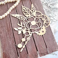 Нож "Цветок с шестеренками и подвесками", 8х10,5 см (ScrapMania)