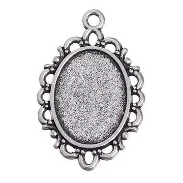 Основа под кабошон "Овал с фестонами 2", цвет черненое серебро