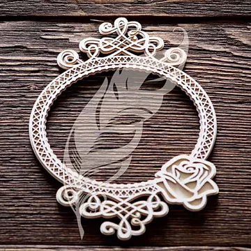 Украшение из чипборда "Рамка двухслойная. Вензеля и роза" (Artlines)