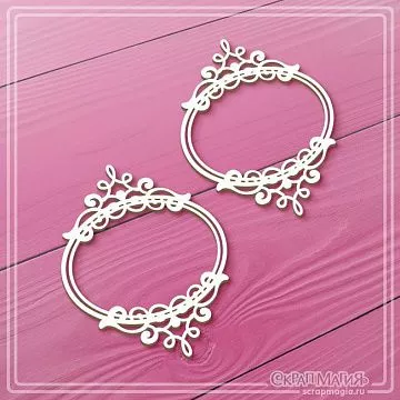 Чипборд "Овальные рамки с завитками 3", 5х6,5 см (СкрапМагия)