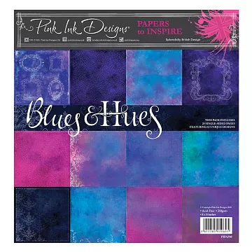 Набор бумаги 20х20 см "Blues & Hues", 24 листа (Pink Ink Designs)