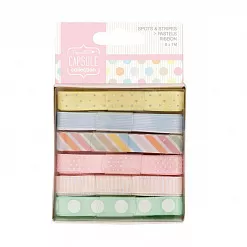 Набор атласных лент "Spots & stripes. Пастельные оттенки" (DoCrafts)
