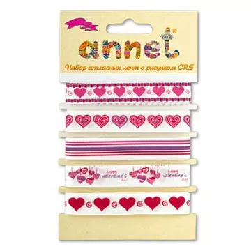 Набор атласных лент "Валентинки"