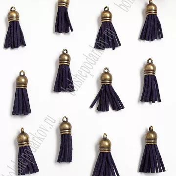 Украшение для обложки "Кисточка темно-синяя. Бронзовый колпачок", 3,8 см, 1 шт