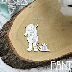 Украшение из чипборда "Свинка с санками 661" (Fantasy)