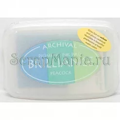 Подушечка чернильная пигментная Brilliance трехцветная, размер 96х97мм, цвет павлин (Tsukineko) Подушечка чернильная пигментная Brilliance трехцветная, размер 96х97мм, цвет павлин (Tsukineko)