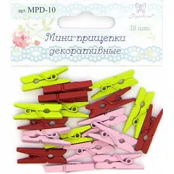 Набор деревянных прищепок "Горчичный, красный, розовый" (Рукоделие)