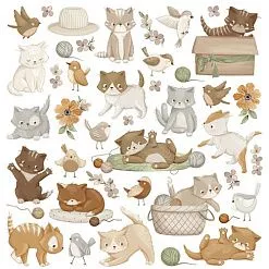 Бумага 20х20 см "Веселые хвостики. Для вырезания. Мур-мяу" (PaperHome)