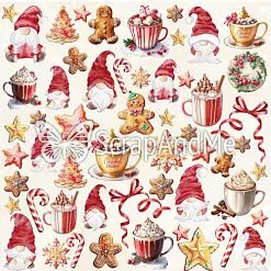 Бумага 30х30 см "Happy Holidays. Печеньки и гномы" (ScrapAndMe)