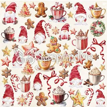 Бумага 30х30 см "Happy Holidays. Печеньки и гномы" (ScrapAndMe)