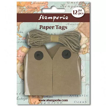 Набор тегов с джутовым шнуром "Paper tags" (Stamperia)