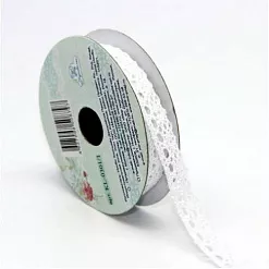 Лента кружевная хлопковая "Белая", ширина 1 см, длина 3 м (Рукоделие)