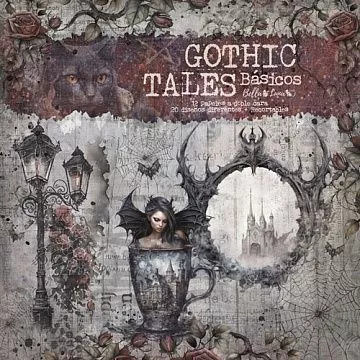 Набор бумаги 20х20 см "Gothic tales basicos", 12 листов (BellaLuna)