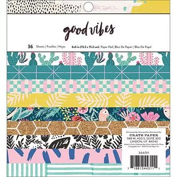 Набор бумаги 15х15 см "Good vibes", 36 листов (Crate paper)