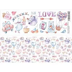 Лист с картинками 10х30 см "Любовь и мишки" (ScrapMania)