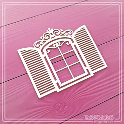 Чипборд "Окно со ставнями и узорами", 7x8 см (СкрапМагия)