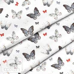 Отрез ткани 79х50 см "Бабочки на белом" (Cotton)