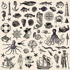 Набор бумаги 20х20 см "Мой капитан", 12 листов (ScrapMania)