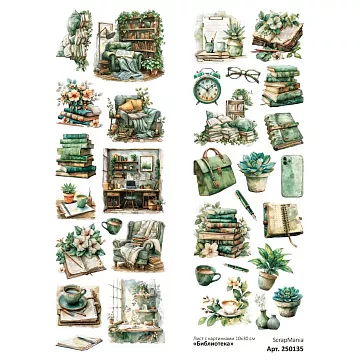 Лист с картинками 10х30 см "Библиотека" (ScrapMania)