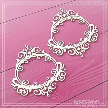 Чипборд "Овальные рамки с завитками 7", 6,4х6,9 см (СкрапМагия)