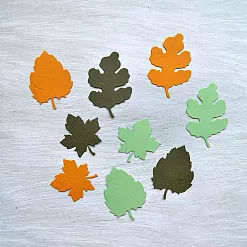 Набор вырубок "Листья", цвет оранжевый, зеленый