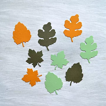 Набор вырубок "Листья", цвет оранжевый, зеленый