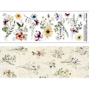 Лист с картинками 10х30 см "Ботанические истории. Полевые букеты крупные" (ScrapMania)