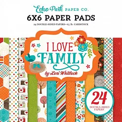 Набор бумаги 15х15 см "I love family", 24 листа (Echo Park)