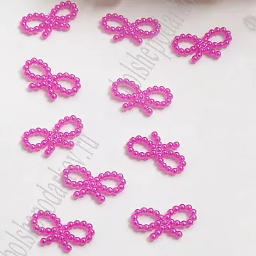 Набор акриловых украшений "Бантик. Фуксия", 10 шт, 1,8х1 см