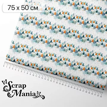 Отрез ткани 75х50 см "Снежинки-мандаринки. Лес" (ScrapMania)