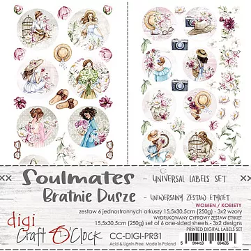 Набор бумаги 30х15 см "Soulmates. Для вырезания. Бирки. Девушки", 6 листов (CraftO'clock)