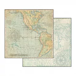 Бумага 30х30 см "Voyages Fantastiques. Map" (Stamperia)