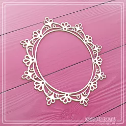 Чипборд "Кружевная овальная рамка. Большая" 8,5х10,1 см (СкрапМагия)