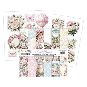 Набор бумаги 15х15 см "Sweet peonies", 24 листа (ScrapBoys)